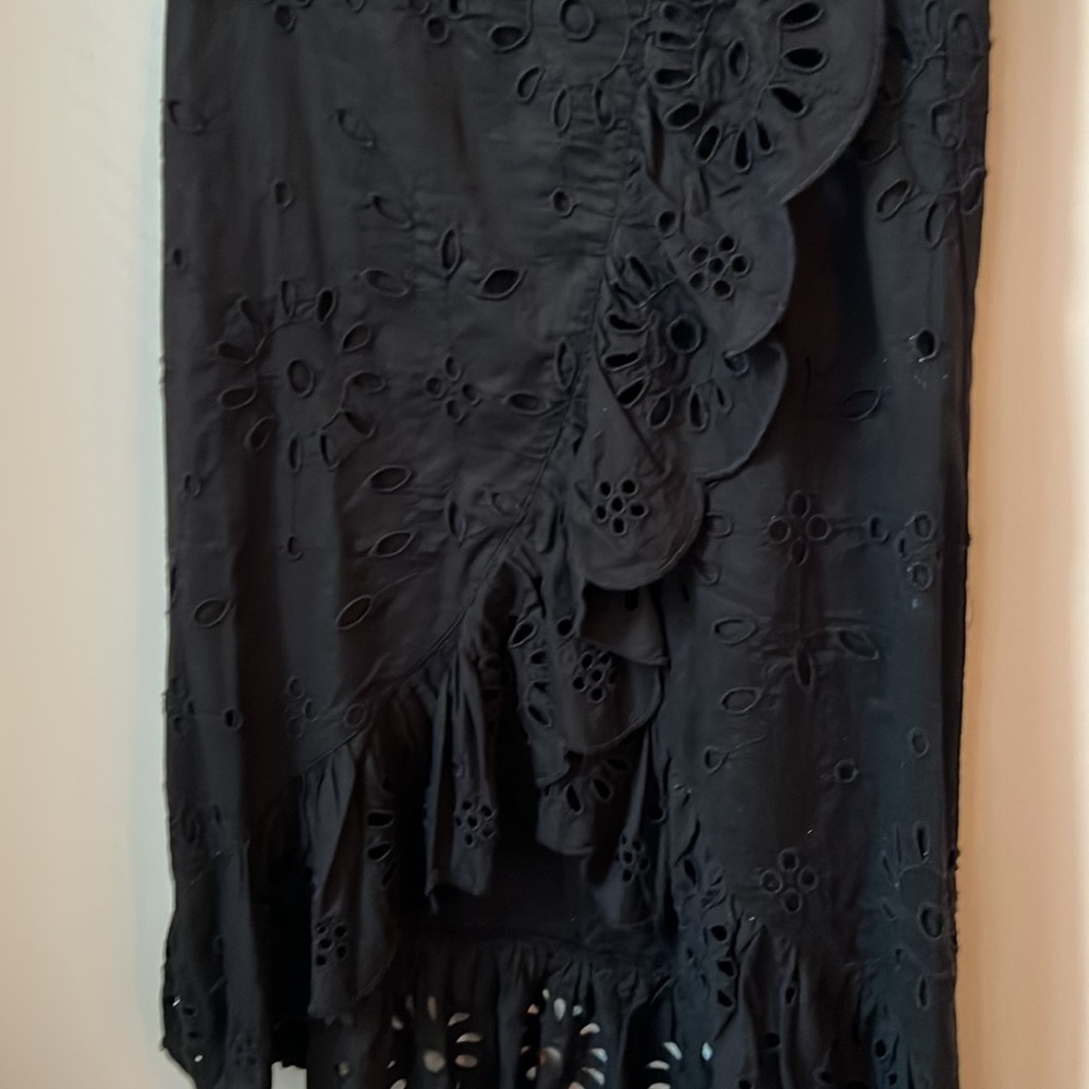 J. Crew Black Eyelet Midi Skirt